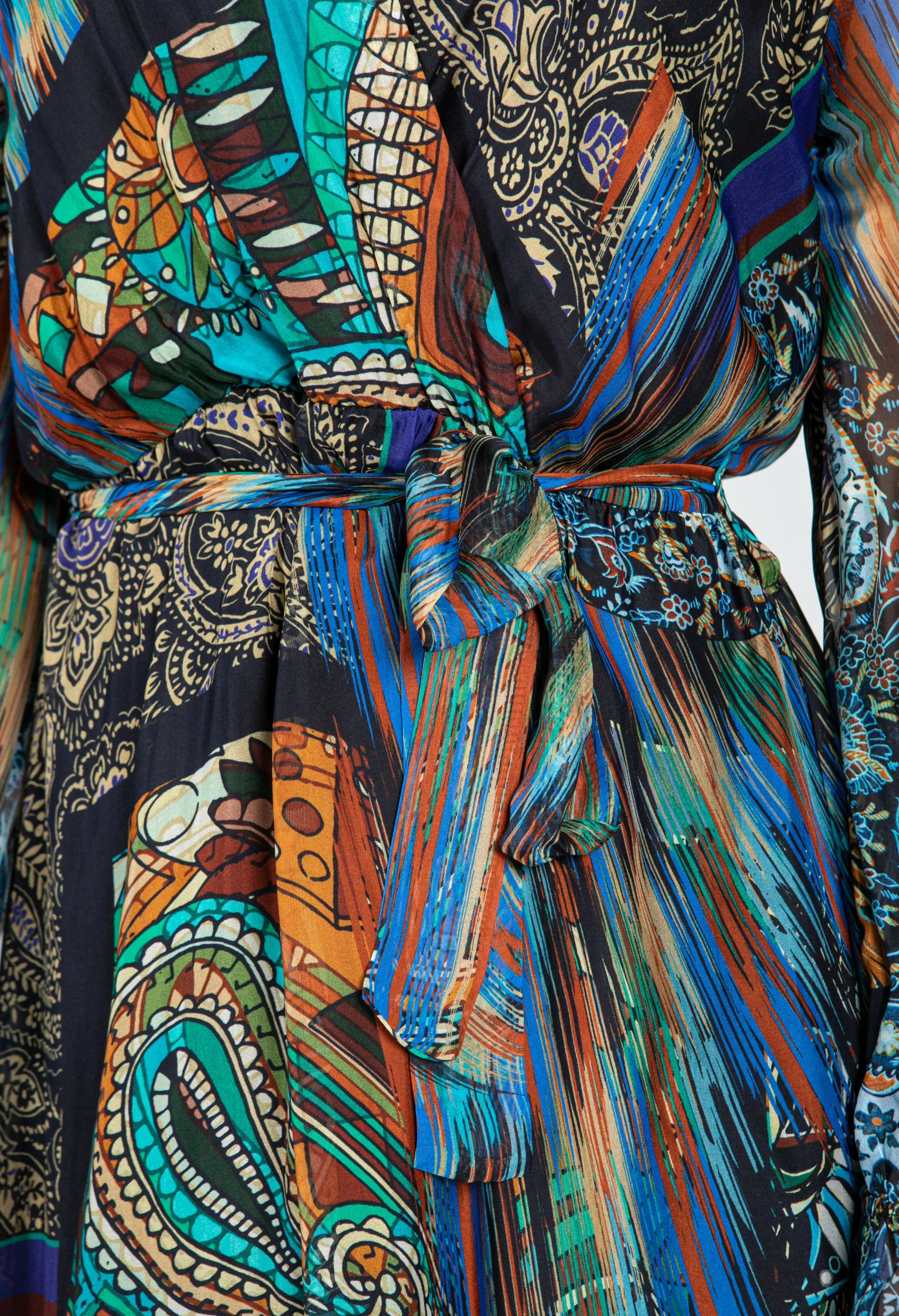 70's Inspired Printed Silk Mix Dress