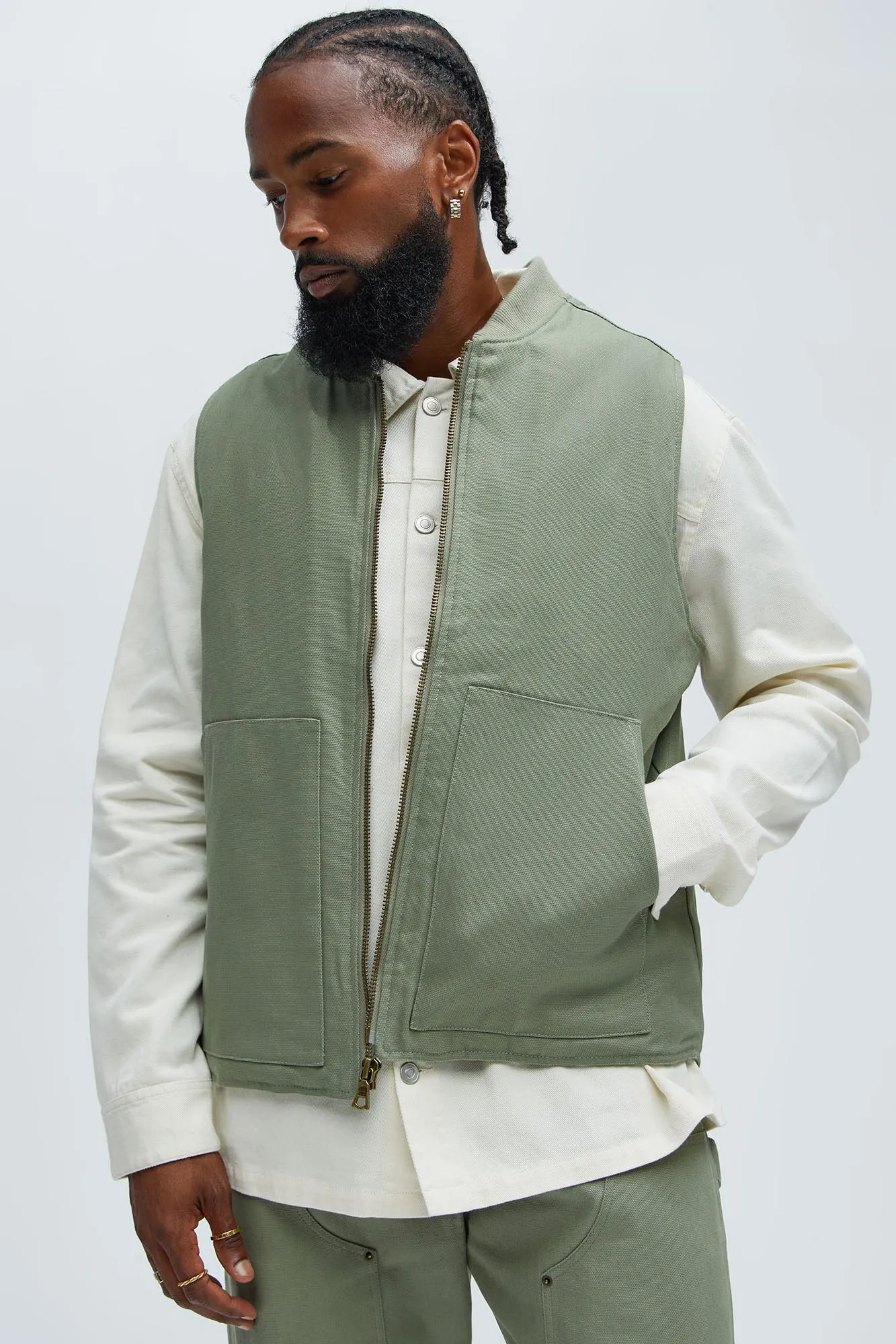 Alexander Utility Canvas Vest - Olive