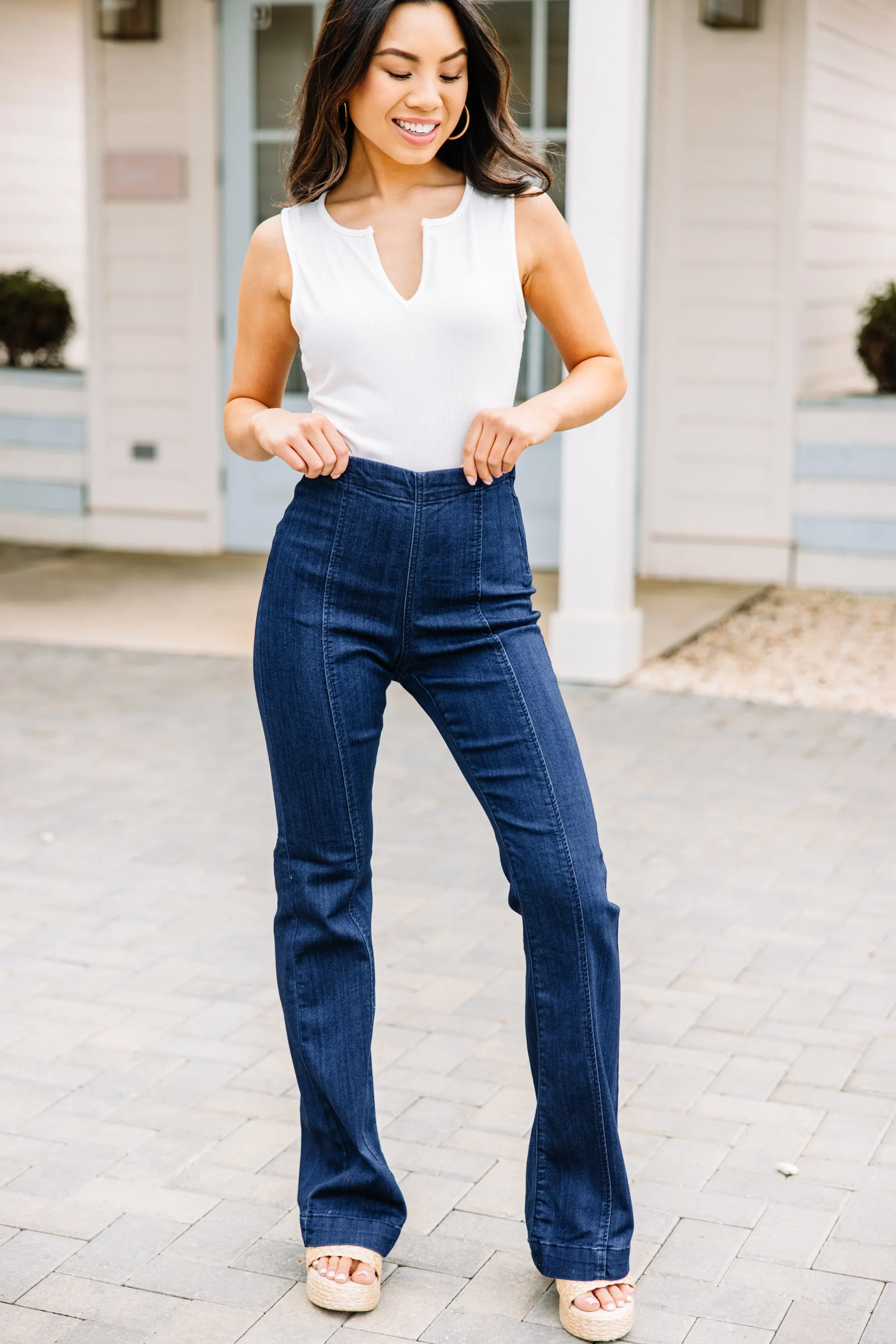 All Smiles Dark Wash Flare Jeans