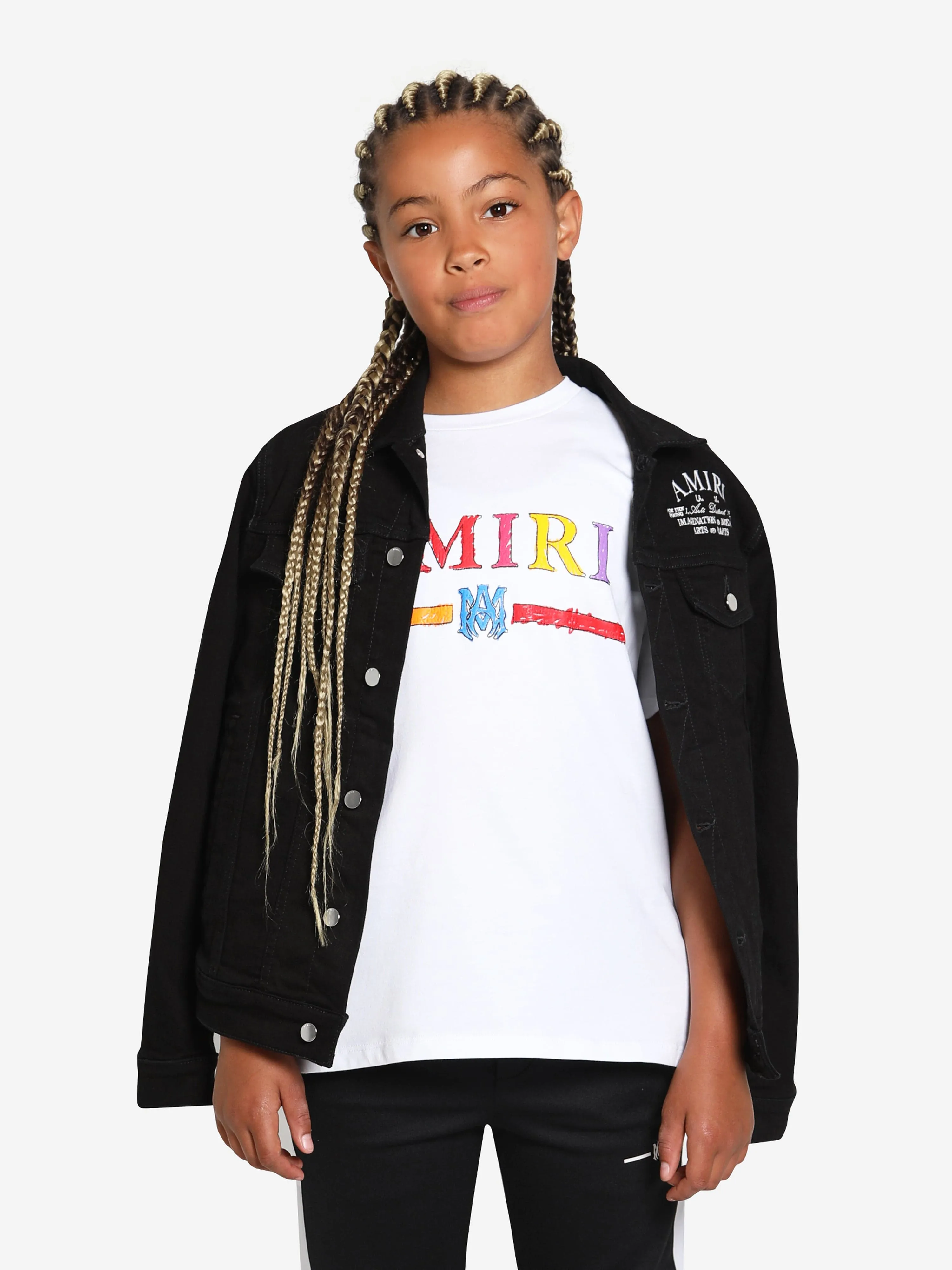 Amiri Kids Arts District Trucker Jacket in Black