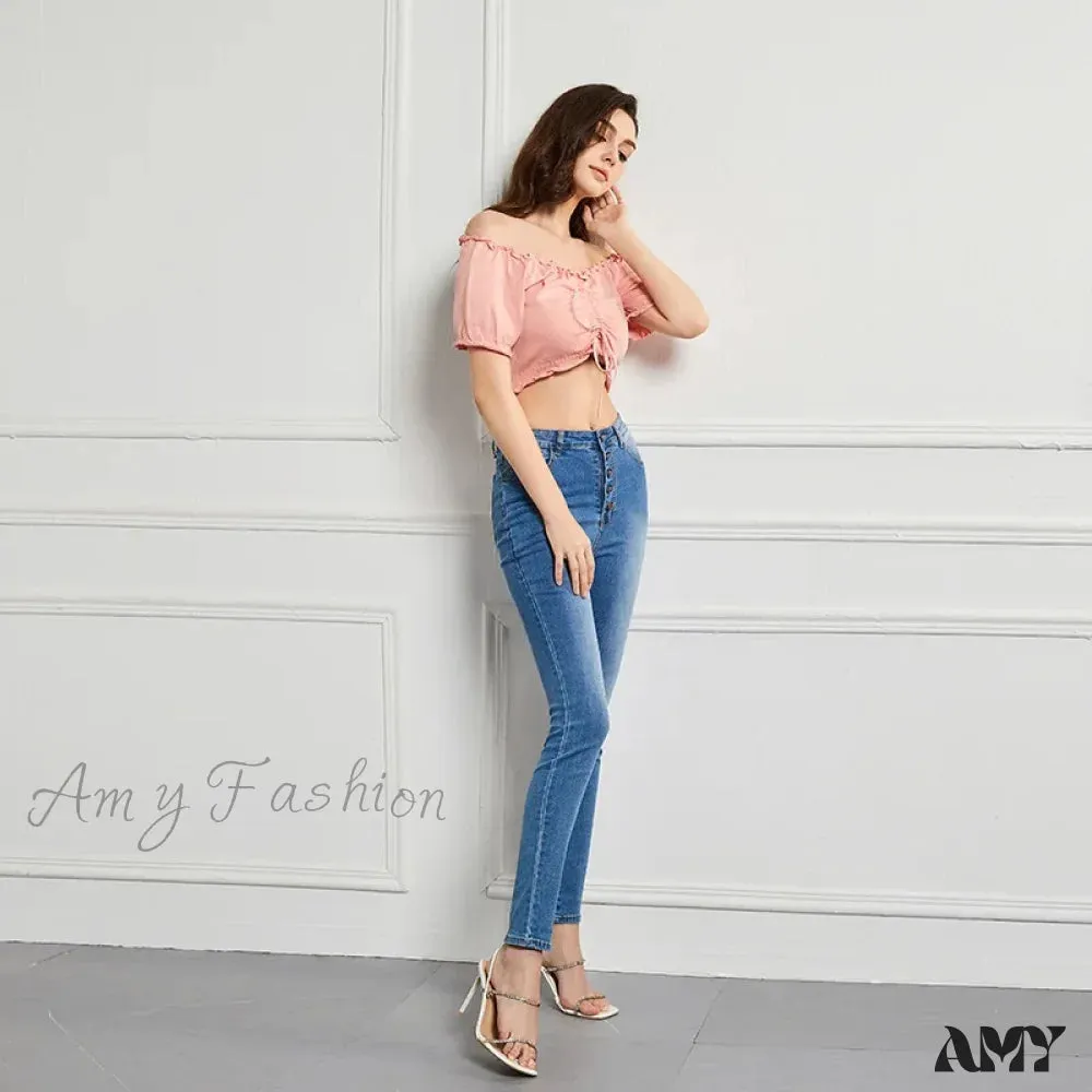 Amy Fashion - Sexy High Waist Slim Vintage Trendy Office Fashionable Stretchy Denim Jean