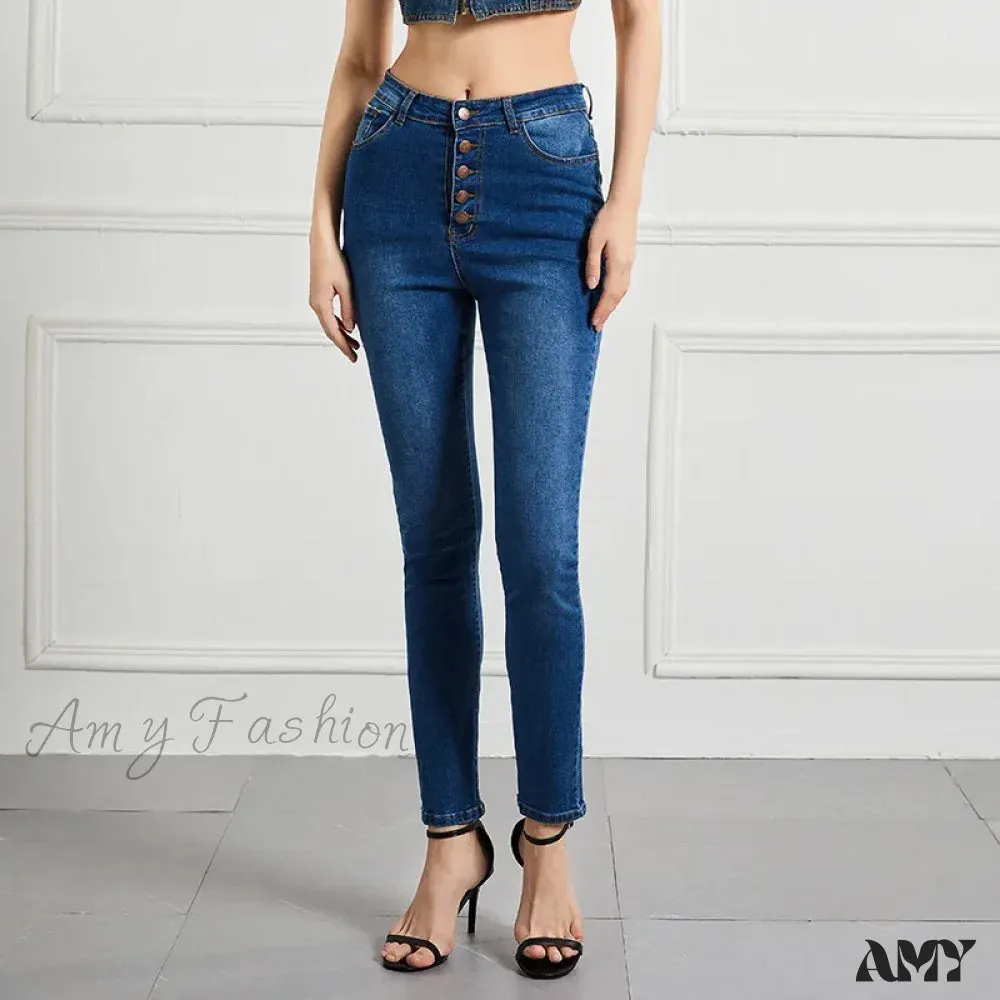 Amy Fashion - Sexy High Waist Slim Vintage Trendy Office Fashionable Stretchy Denim Jean