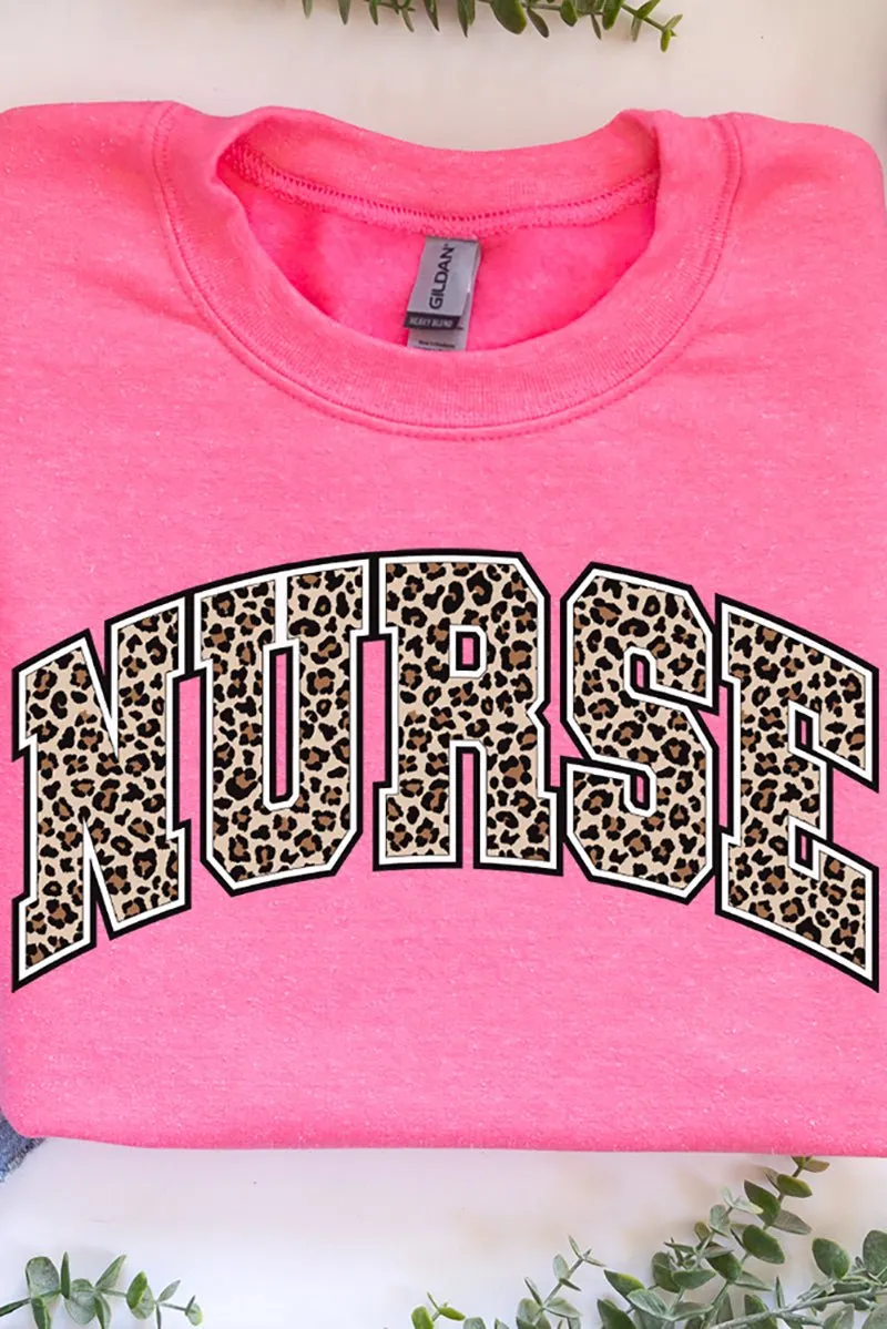 Arched Nurse Leopard Heavy-weight Crew Sweatshirt