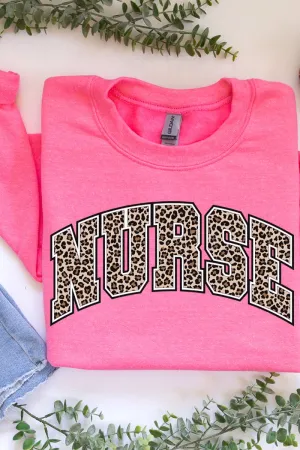 Arched Nurse Leopard Heavy-weight Crew Sweatshirt