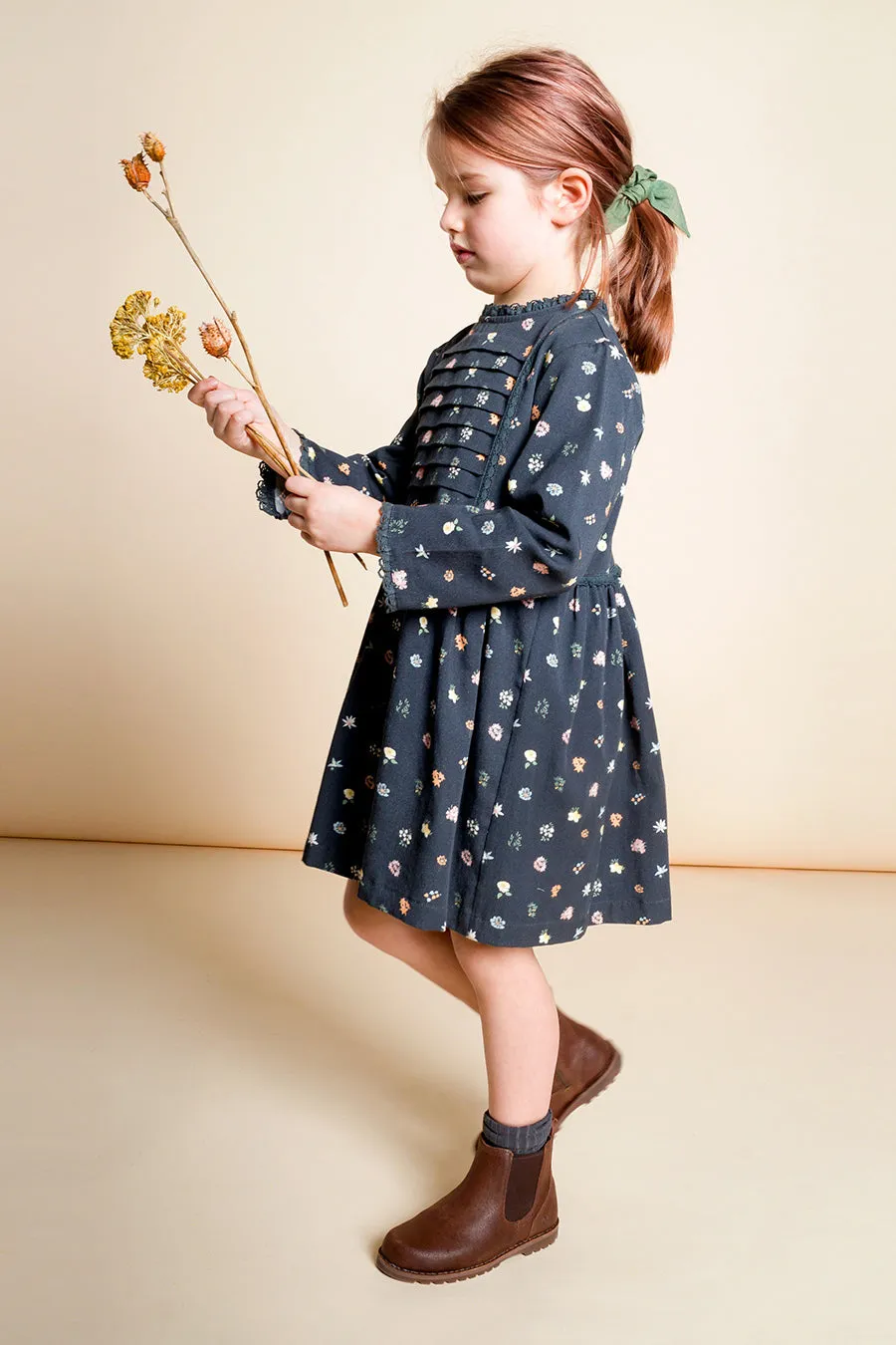 Beet World Lulu Girls Dress - Dark Navy Floral