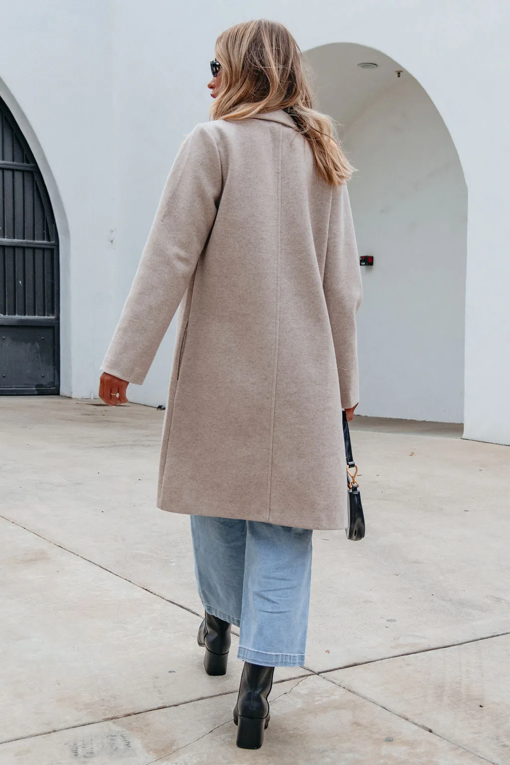 Beige Open Front Long Coat - FINAL SALE