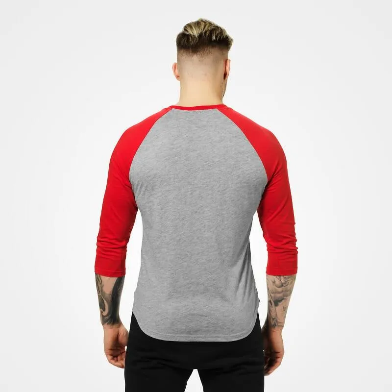 Better Bodies Mens Baseball Tee - Red-Grey Melange