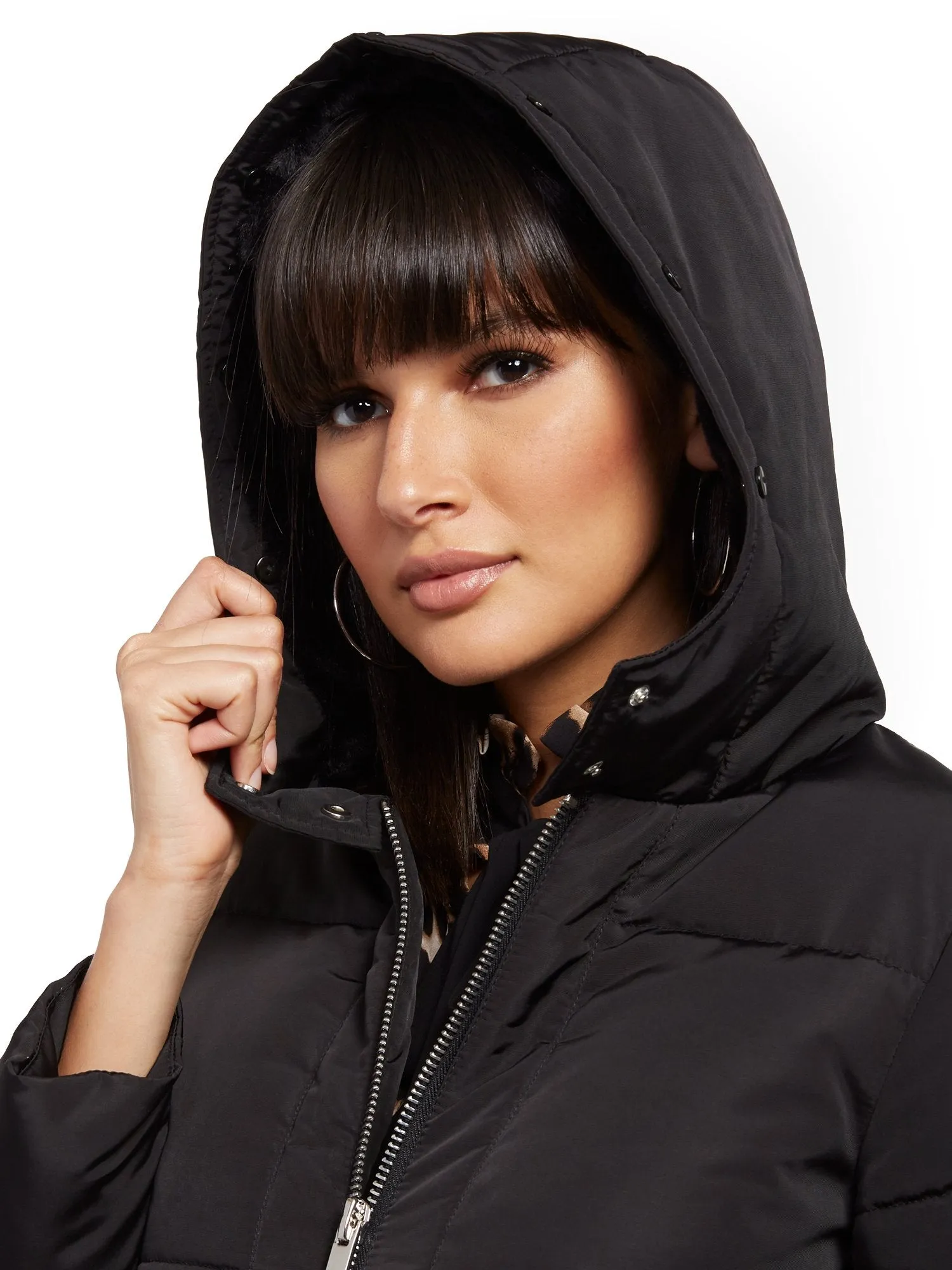 Black Hooded Puffer Jacket