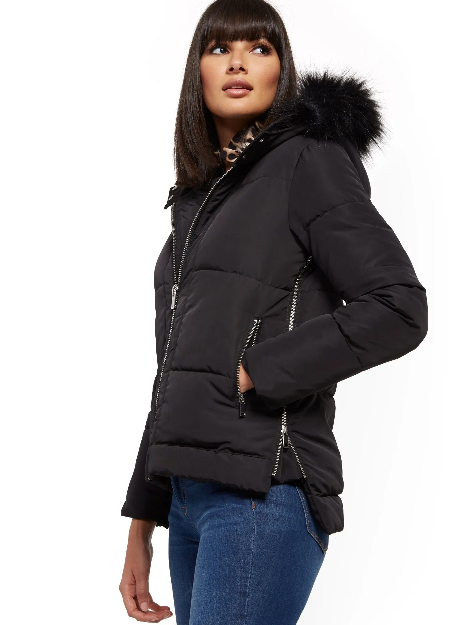 Black Hooded Puffer Jacket