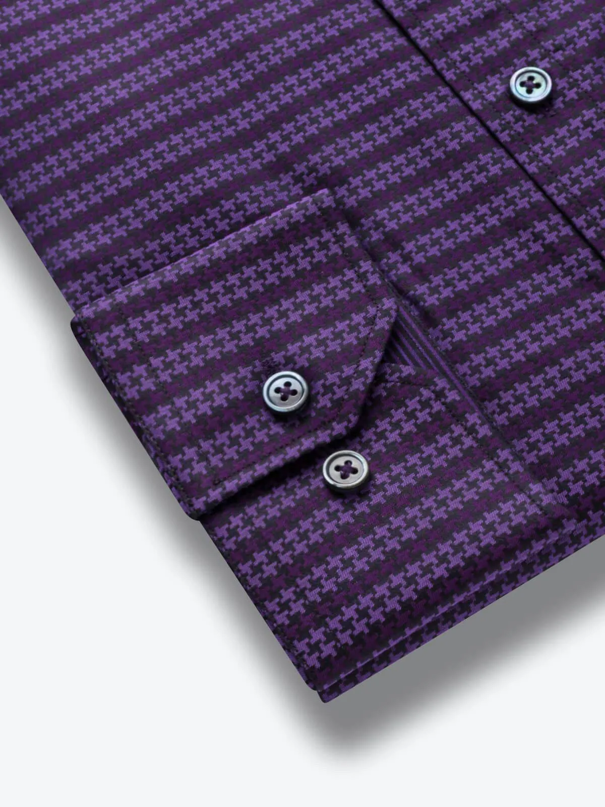 Bugatchi Plum Tonal Houndstooth Classic Fit