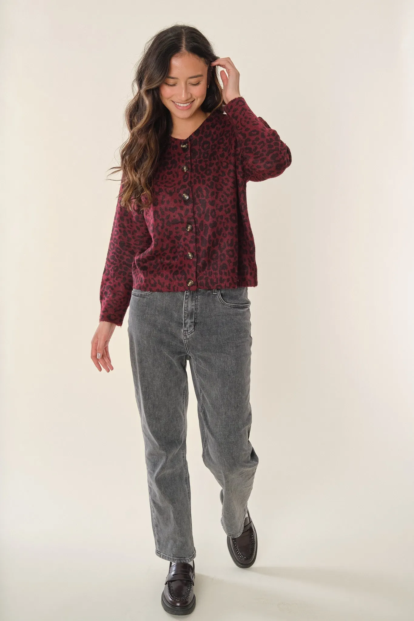 Burgundy Leopard Ozro Cardigan