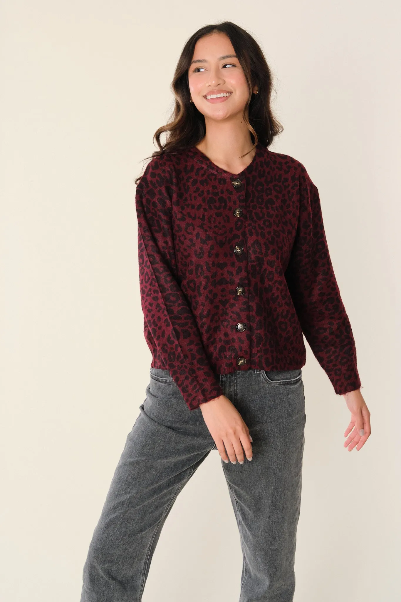 Burgundy Leopard Ozro Cardigan