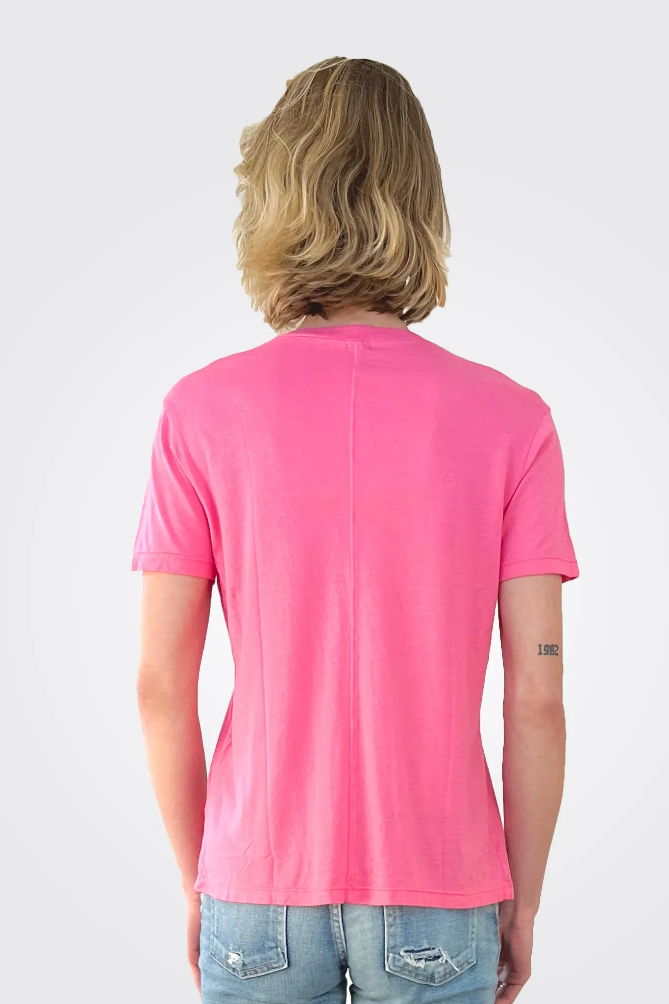 Cotton Modal Relaxed V Neck Tee - Azalea