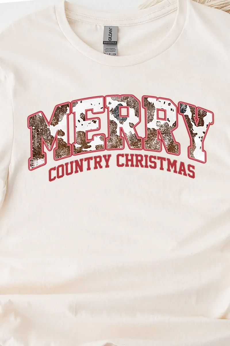 Cow Merry Country Christmas Short Sleeve Relaxed Fit T-Shirt