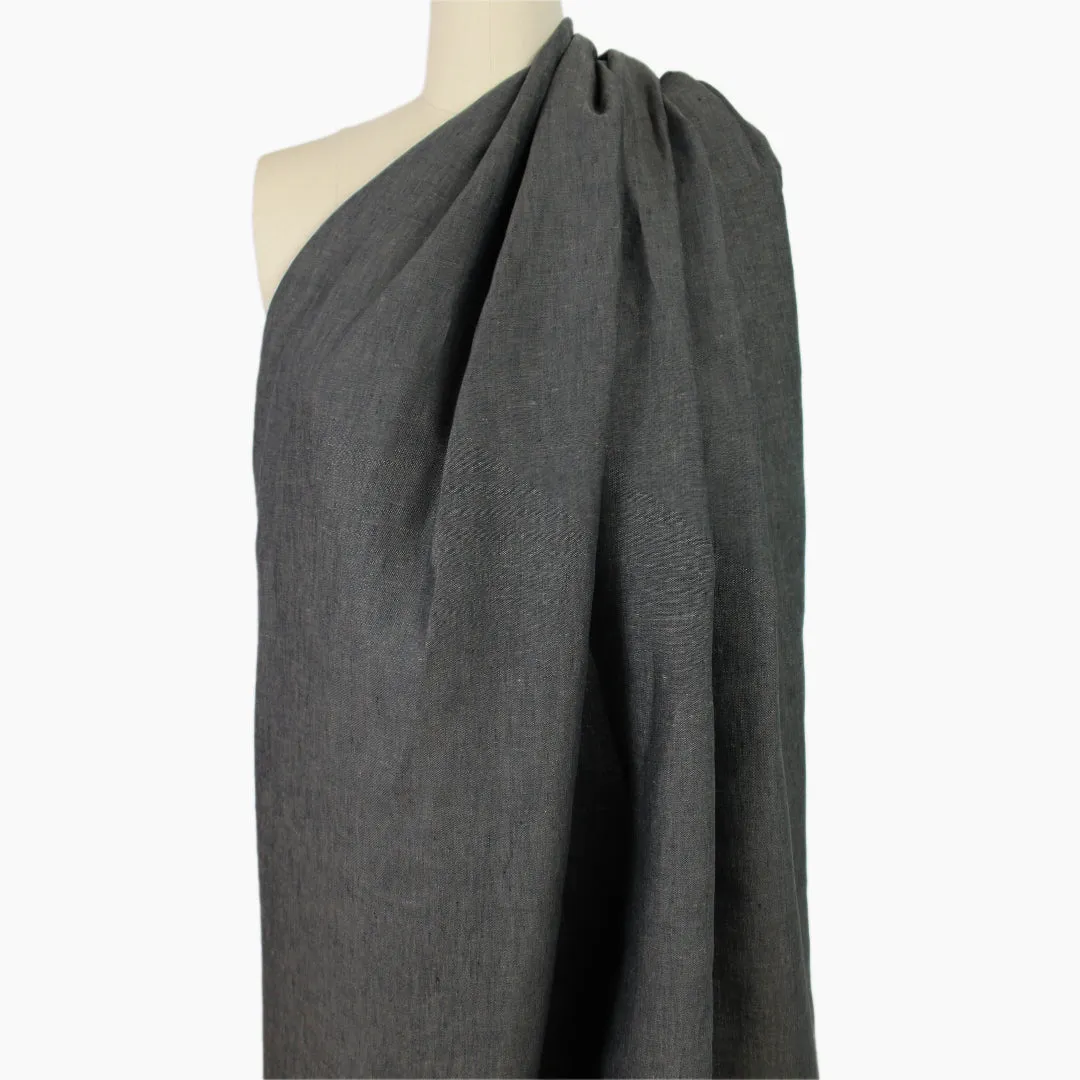 cross-dye medium weight linen - charcoal/bark, Oeko-Tex