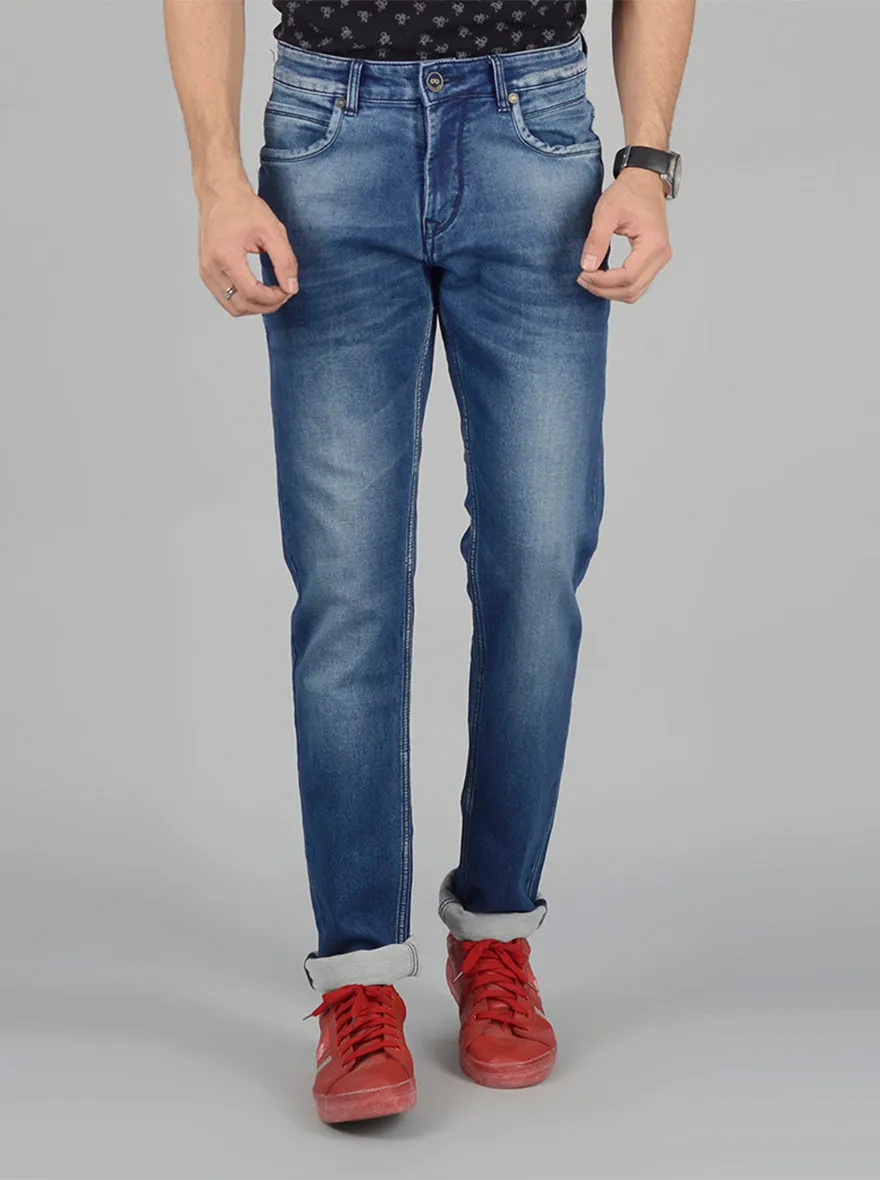 Dark Blue Washed Straight Fit Jeans | JadeBlue