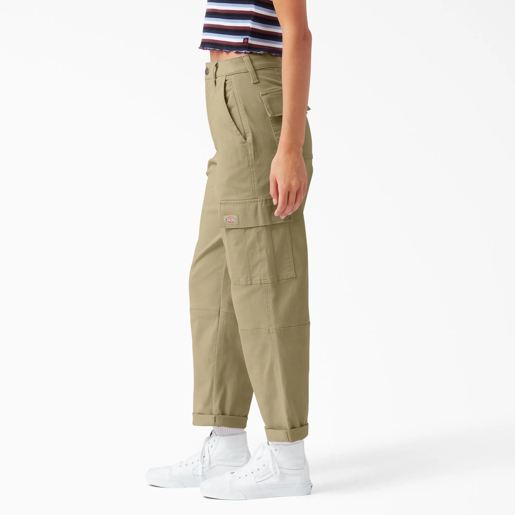 Dickies Womens Cropped Cargo Pants With Belt - Sandstorm