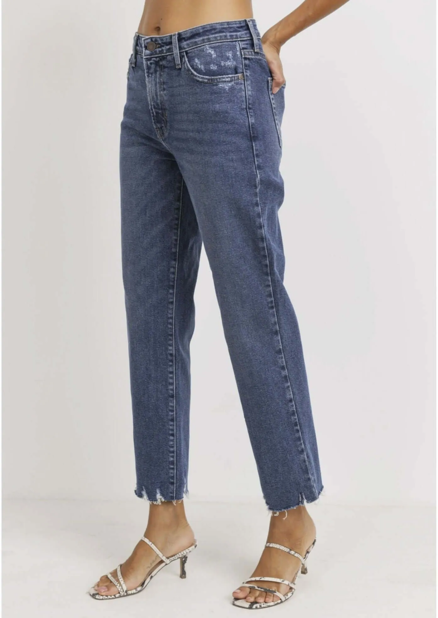 Distressed Cropped Trendy Denim Jeans Made in USA