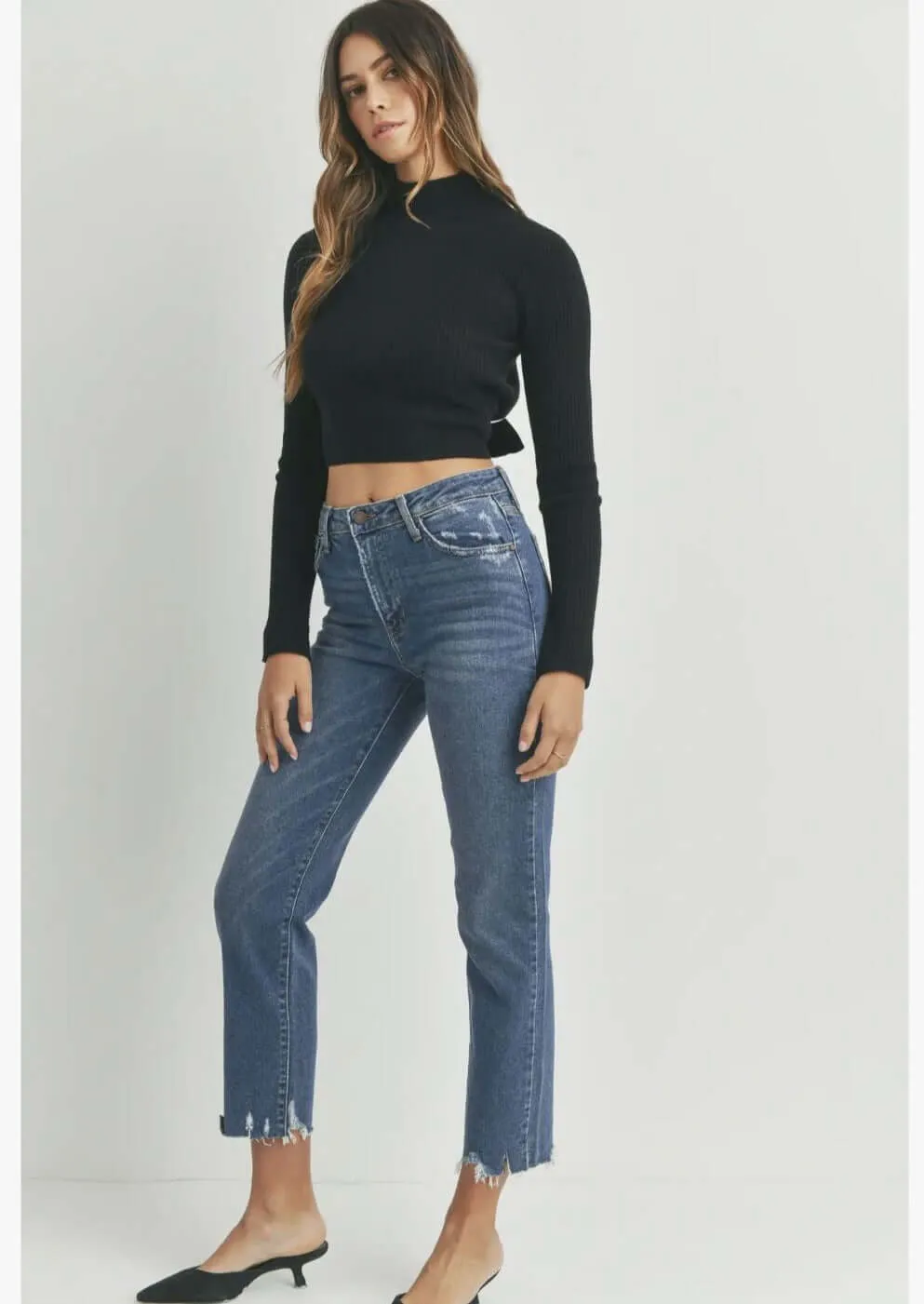 Distressed Cropped Trendy Denim Jeans Made in USA