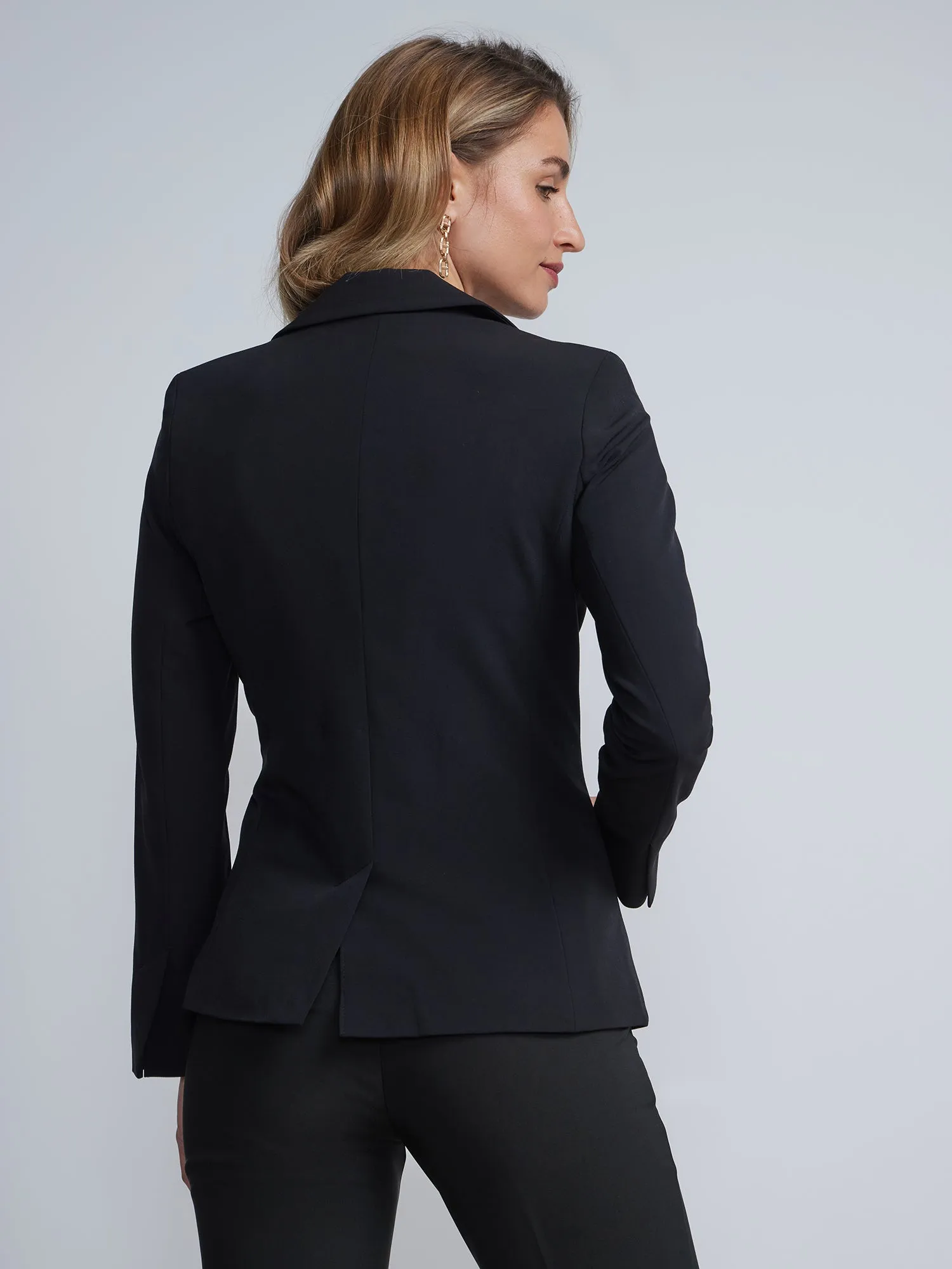 Double-Breasted Button-Detail Blazer - Essential Stretch