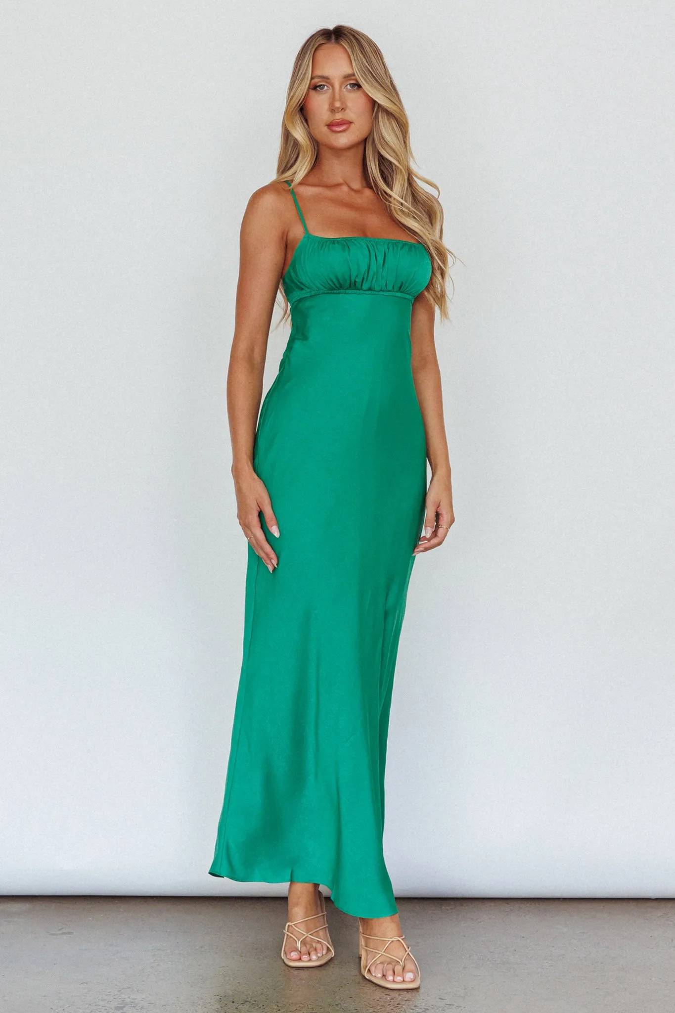 From Above V-Back Midi Dress Forest Green