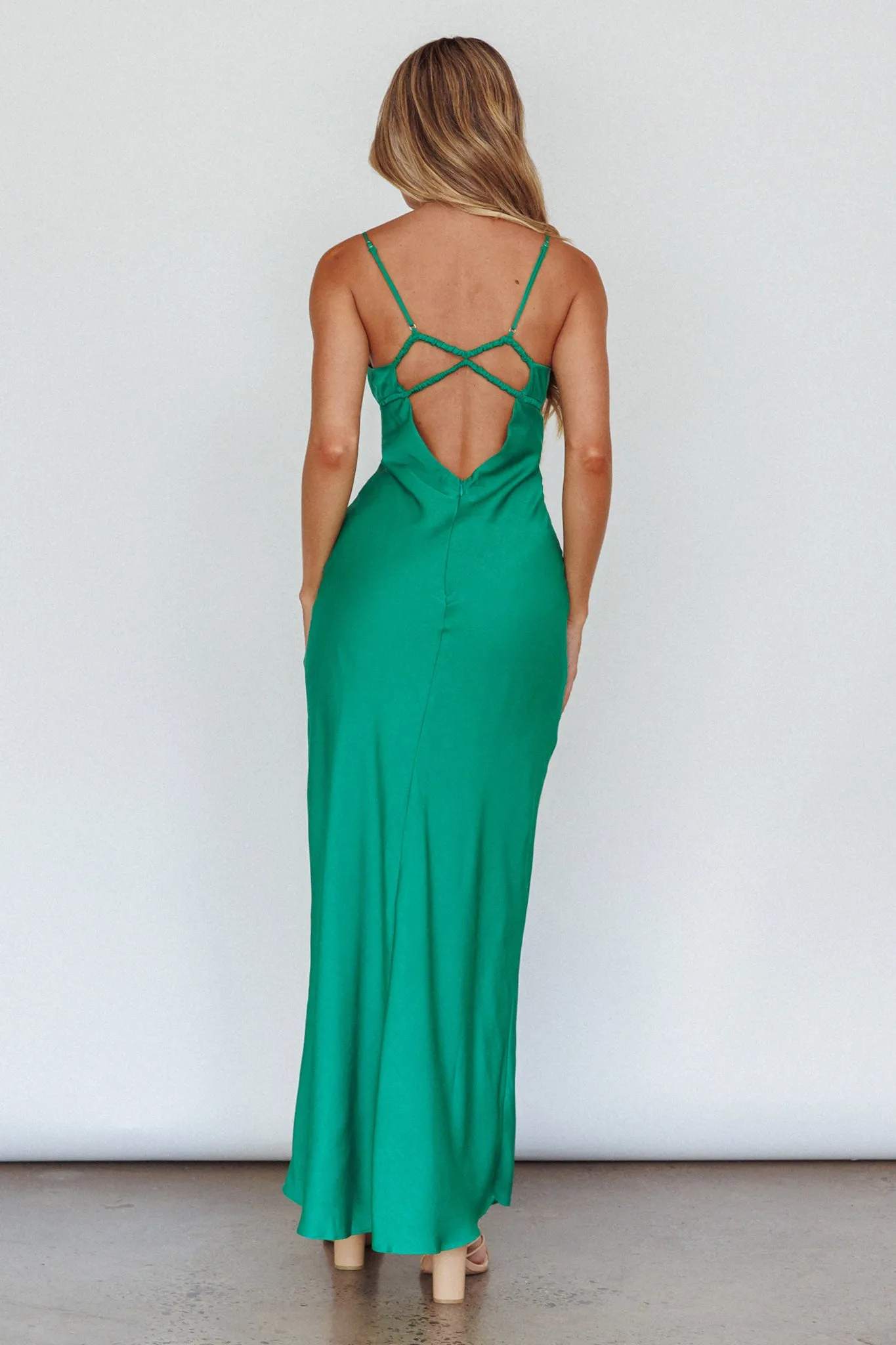 From Above V-Back Midi Dress Forest Green