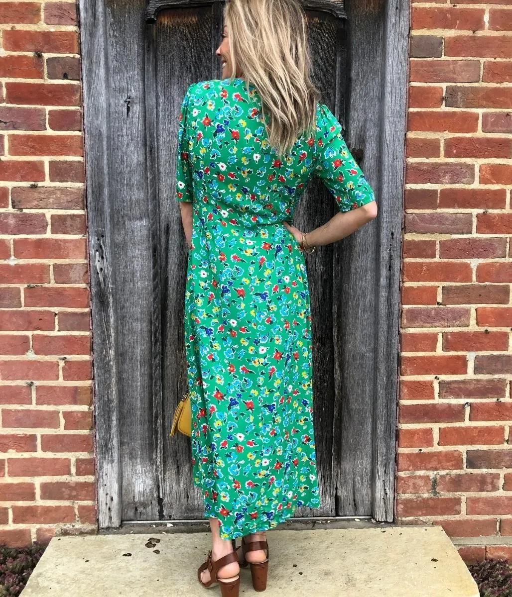 Green Camilla Flower Midi Dress