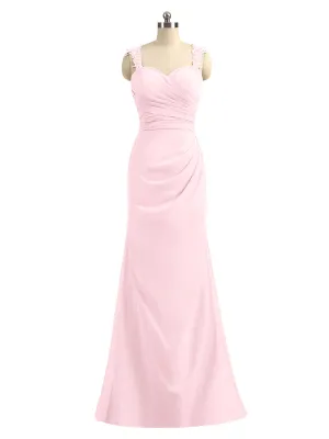 Lace Appliqued Strap Sheath Open Back Dress Blushing Pink Plus Size