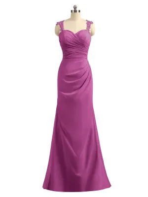 Lace Appliqued Strap Sheath Open Back Dress Orchid