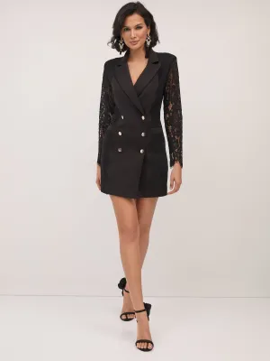 Lace-Sleeve Blazer Dress - Magic Crepe®