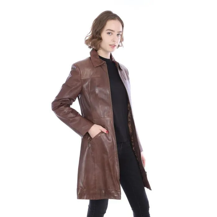 Ladies 3/4 length Zip Up Brown