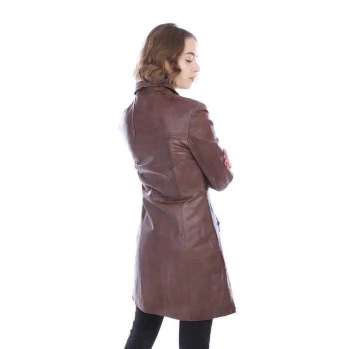 Ladies 3/4 length Zip Up Brown