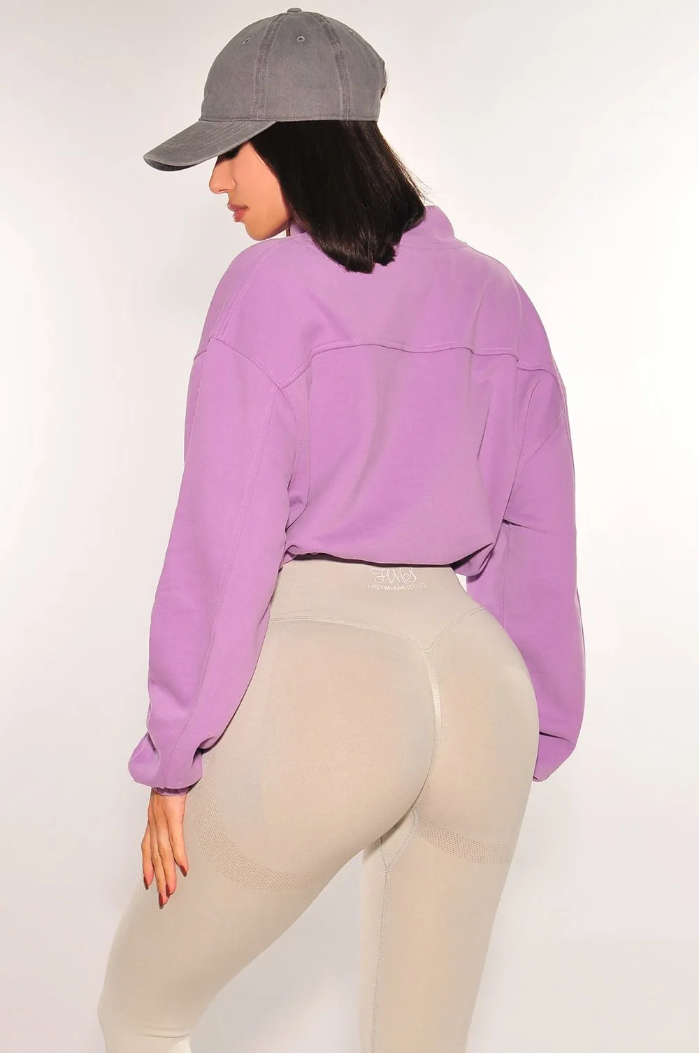 Lilac Drawstring Cropped Jacket