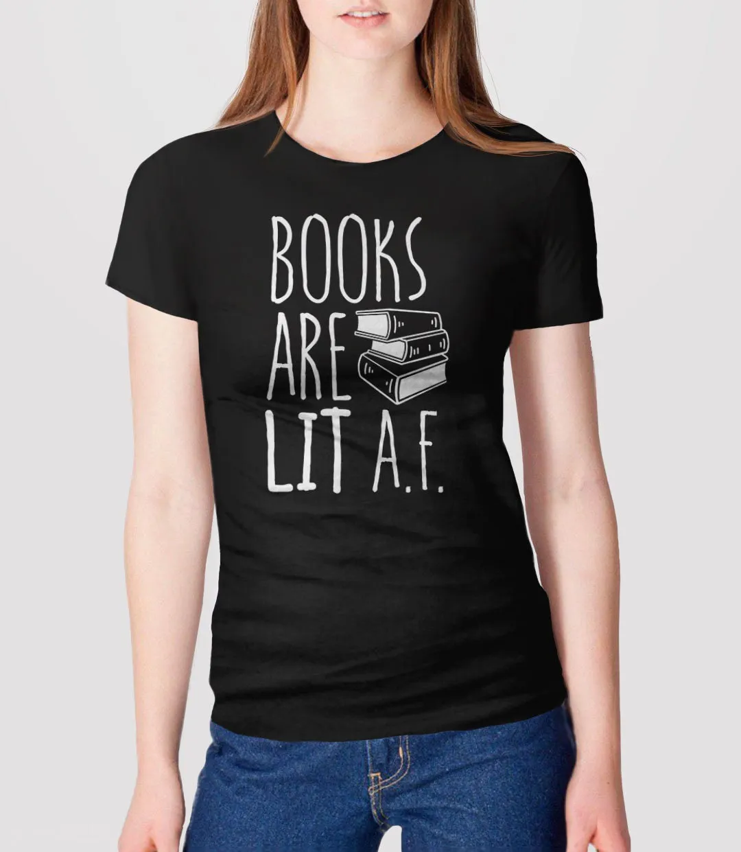 Lit AF Funny Reading Shirt | Womens Graphic Tee with Saying