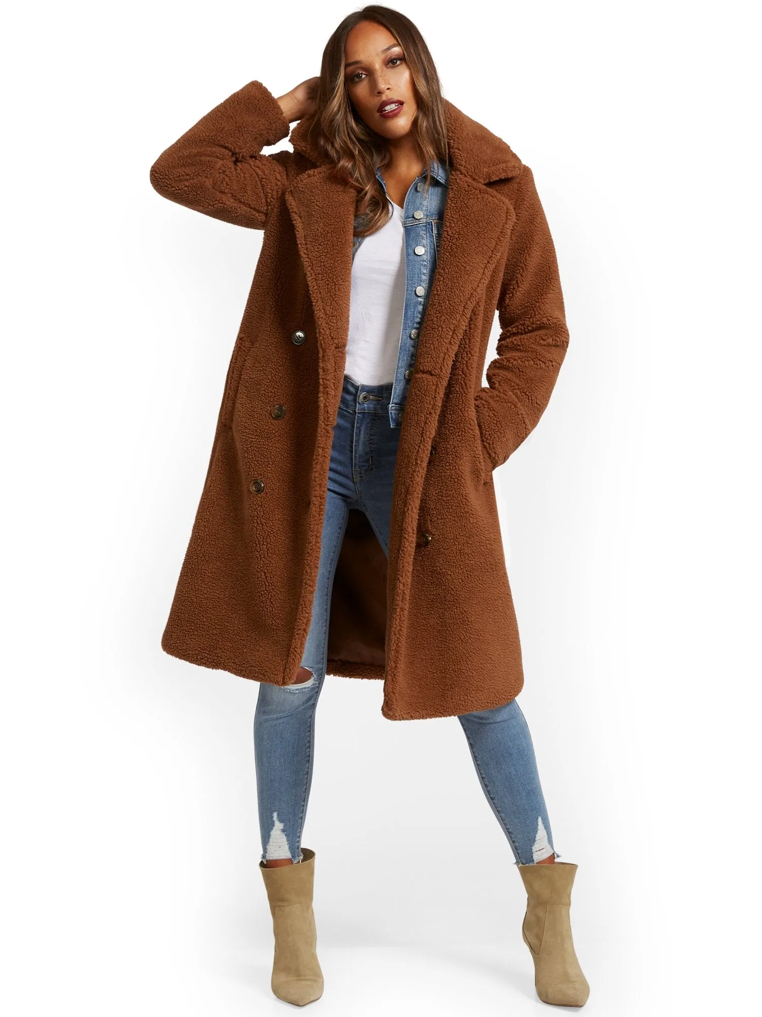 Long Teddy Faux-Fur Coat