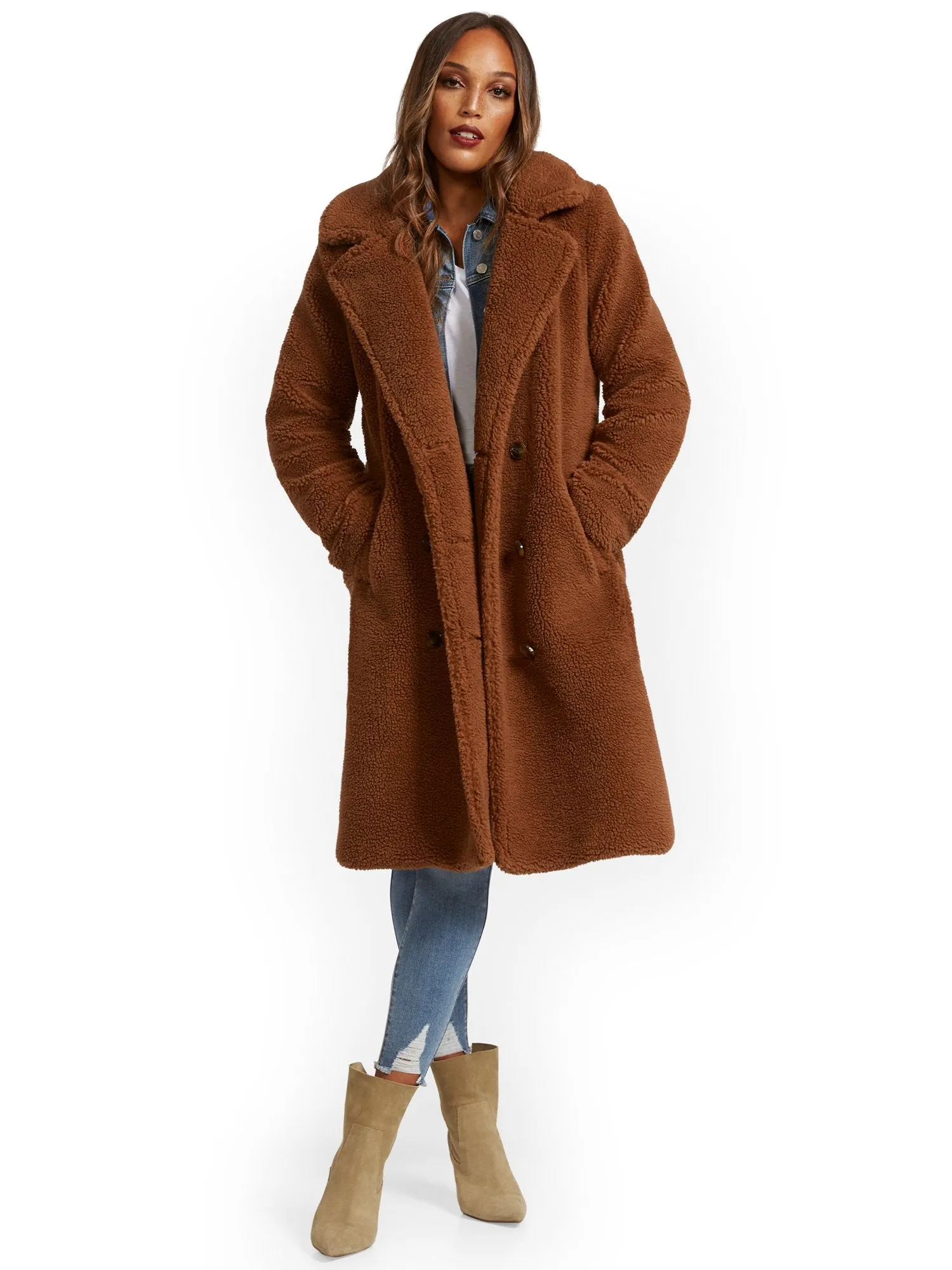 Long Teddy Faux-Fur Coat