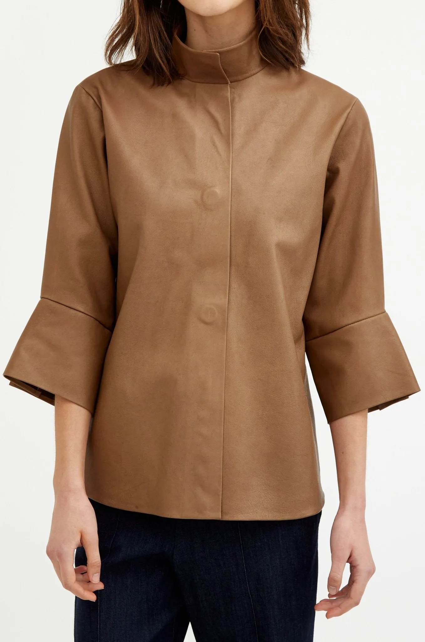 MARGOT TIE JACKET IN LEATHER