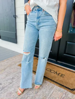 Medium Light Wide Straight Jeans