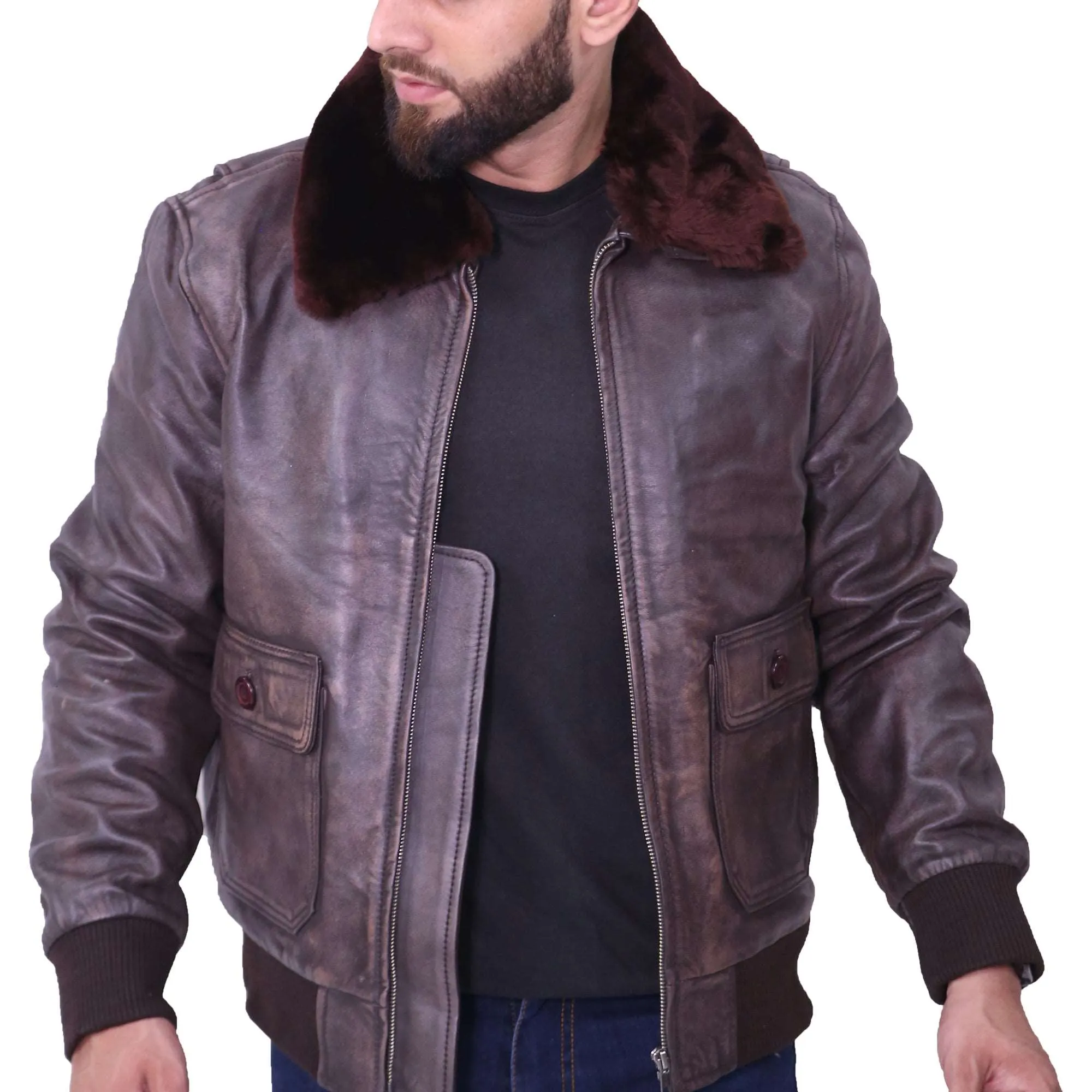 Men's Aviator A2 Flight Distressed Brown Jacket