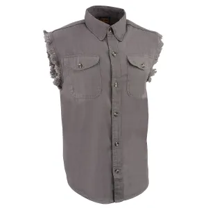 Milwaukee Leather DM4004 Men's Grey Lightweight Denim Shirt with