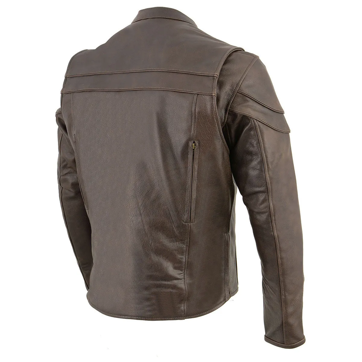 Milwaukee Leather ML1408RT Men's Retro Brown 'Savage' Sporty Crossover Retro Leather Jacket