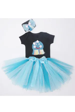 Octi fish bodysuit with tutu skirt and hairband