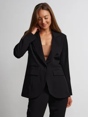 Petite Essential Stretch Long Sleeve Peak Lapel Blazer