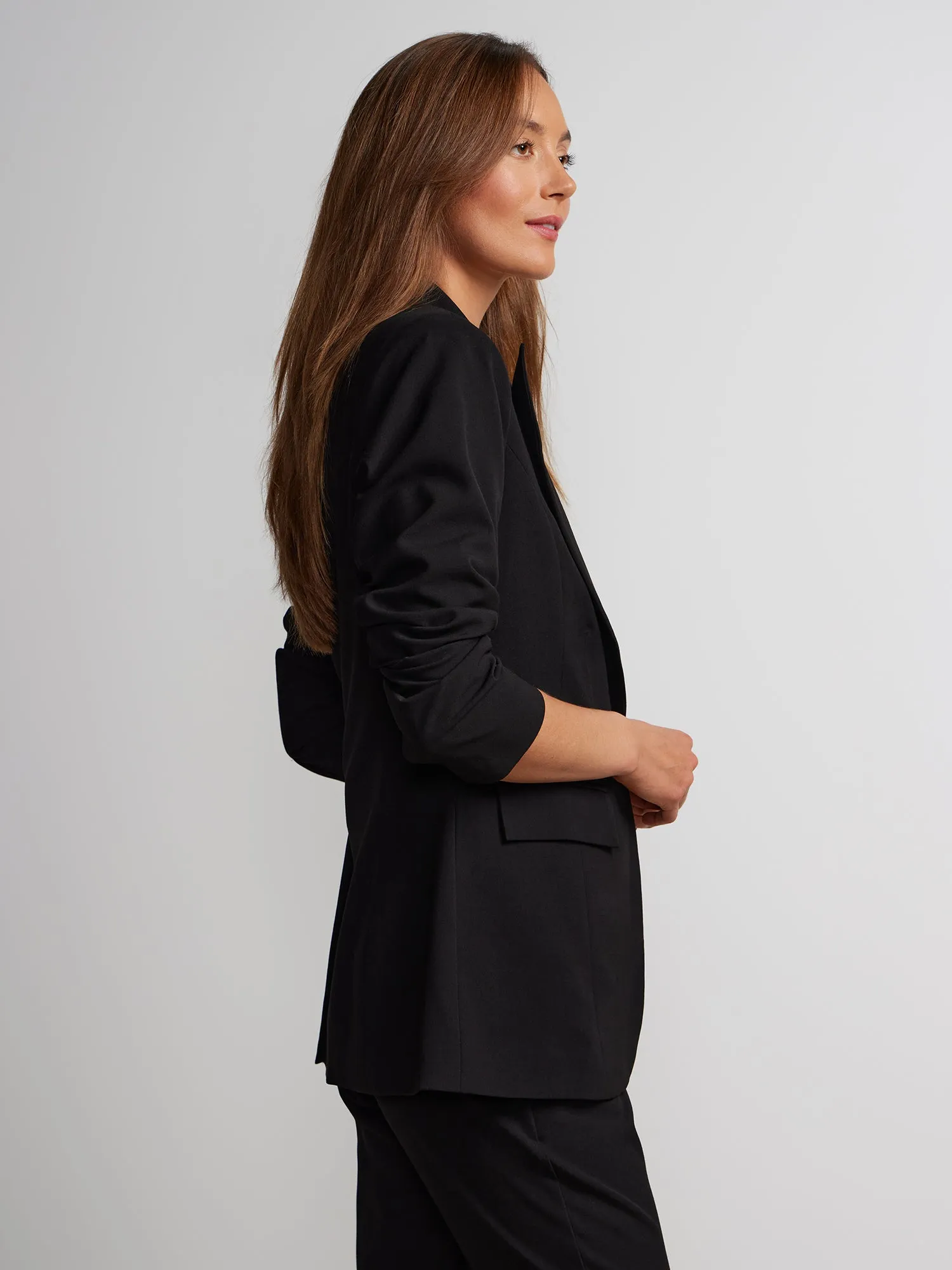 Petite Essential Stretch Long Sleeve Peak Lapel Blazer