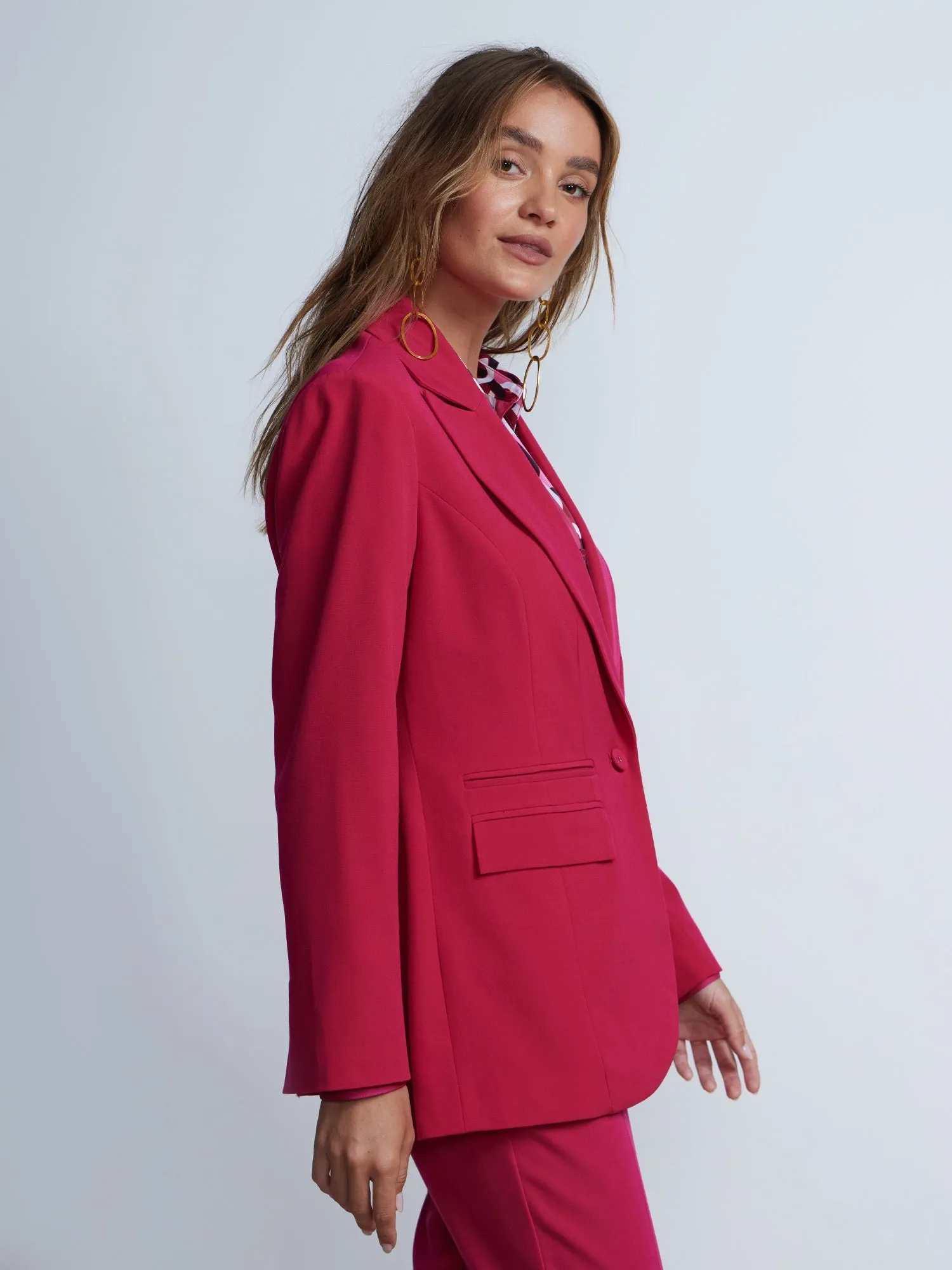 Petite Essential Stretch Long Sleeve Peak Lapel Blazer