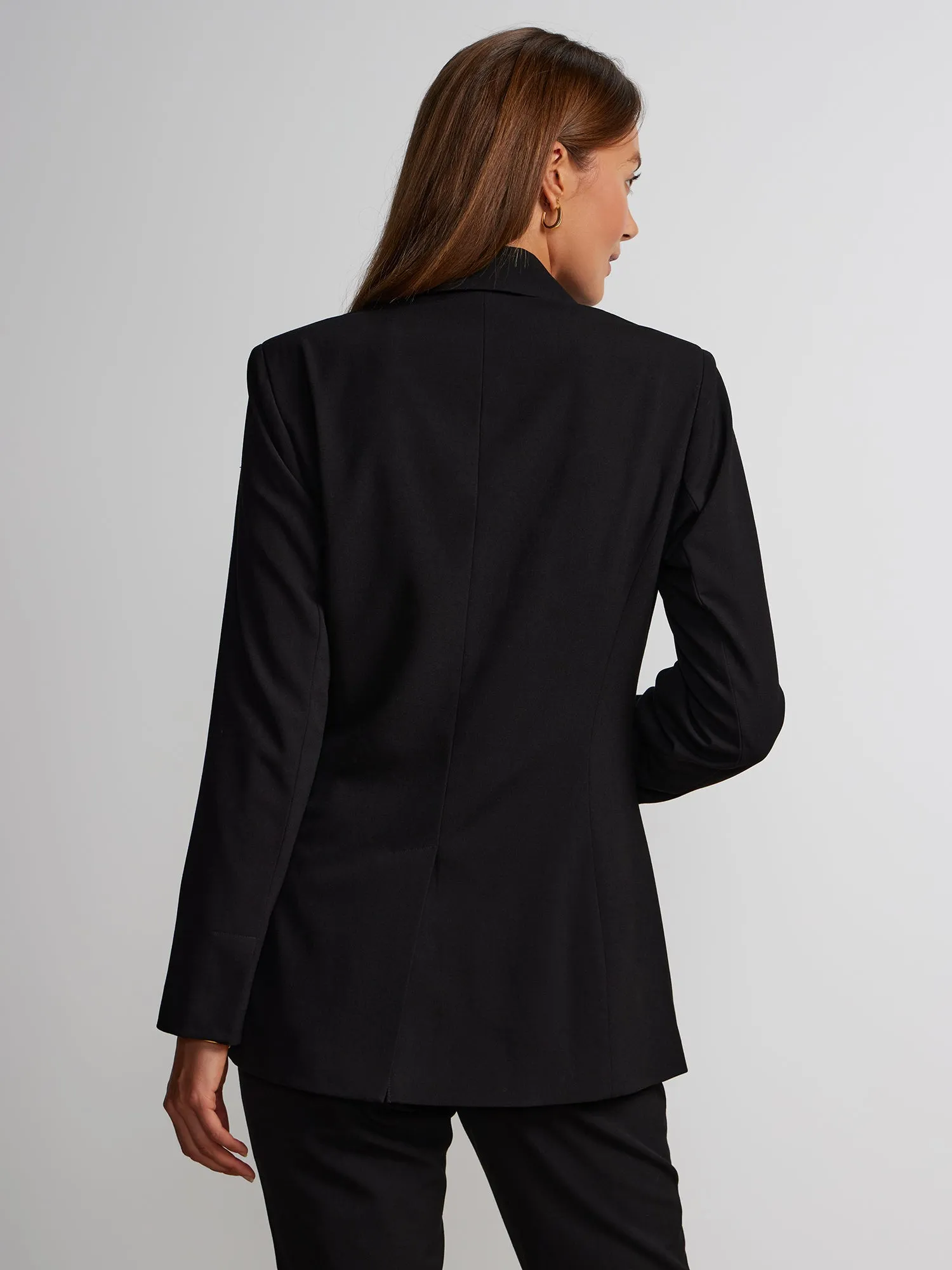 Petite Essential Stretch Long Sleeve Peak Lapel Blazer