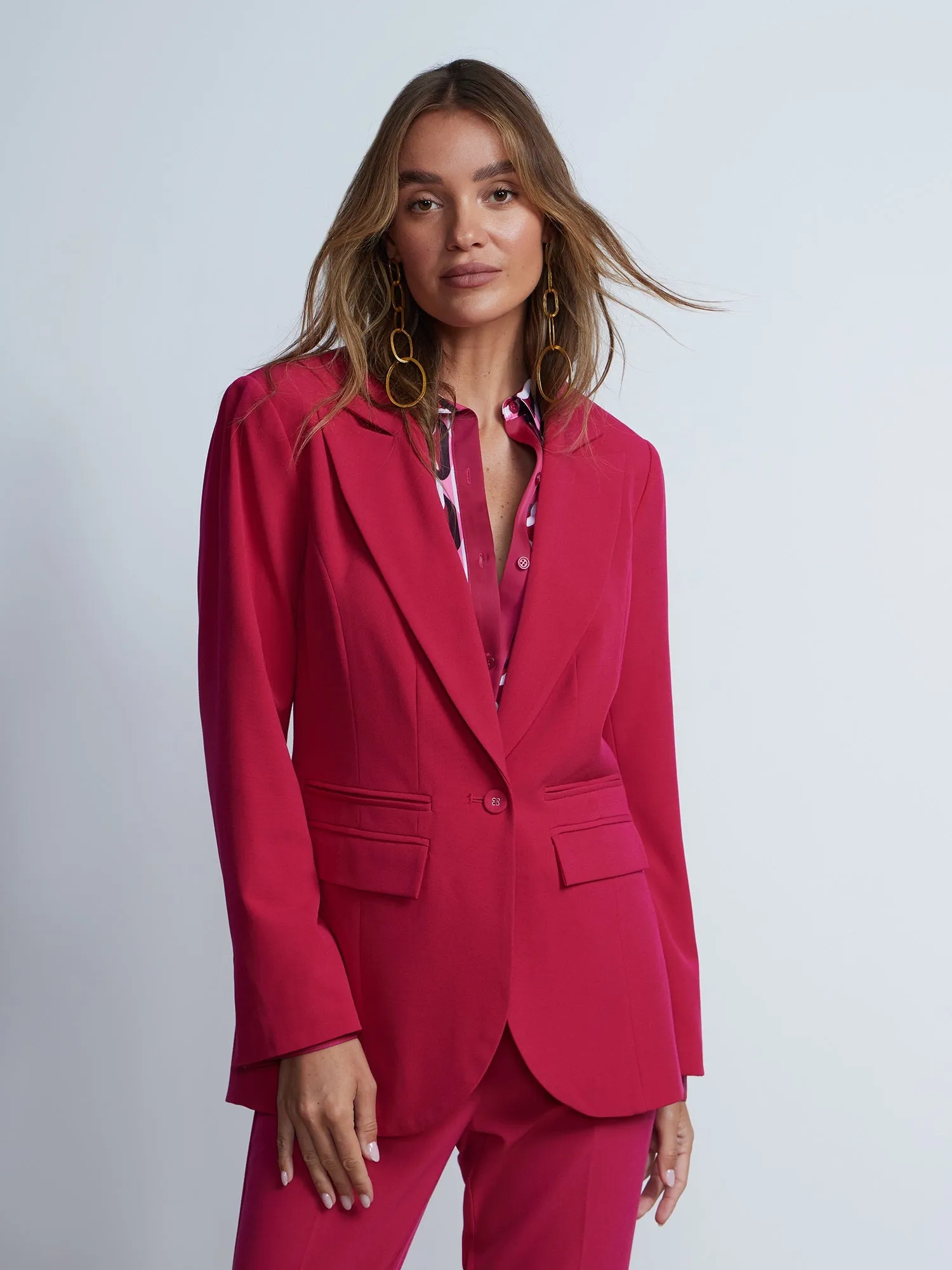 Petite Essential Stretch Long Sleeve Peak Lapel Blazer