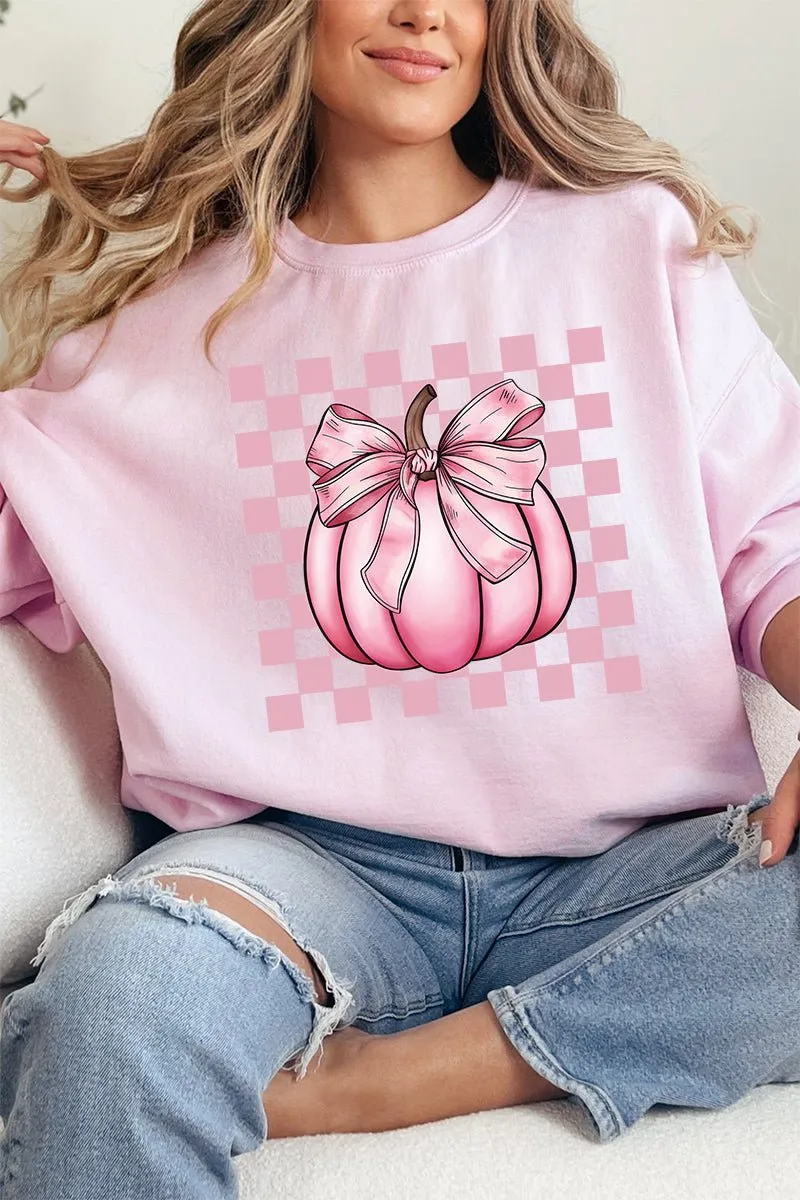 Pink Check It Out Coquette Pumpkin Heavy-weight Crew Sweatshirt