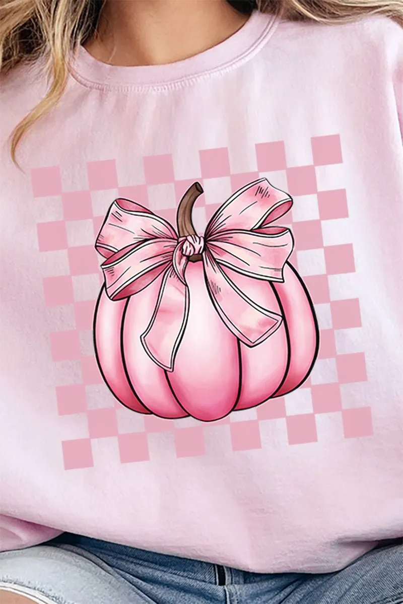 Pink Check It Out Coquette Pumpkin Heavy-weight Crew Sweatshirt