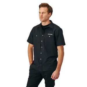 Polaris  Black Mens Tech Pit Polo Shirt Short Sleeve Button Down Classic